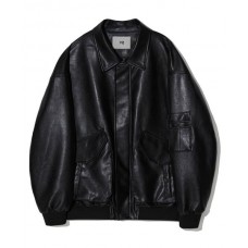 Jacket Kulit Sintetis Bomber Hitam 